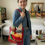 Boho 3D Fish Applique Knitted Beach Tote