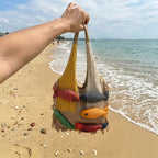 Boho 3D Fish Applique Knitted Beach Tote